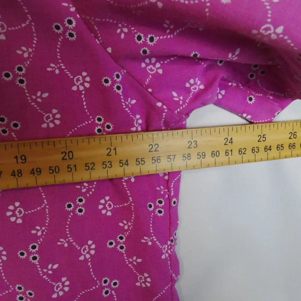 Boca Bay Womens Size L  Blouse Snap Button Pink Floral Short Sleeve - Picture 10 of 13